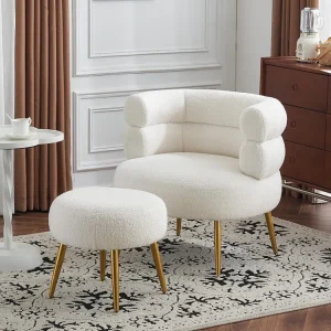 Fauteuil badstof met voetsteun - Wit