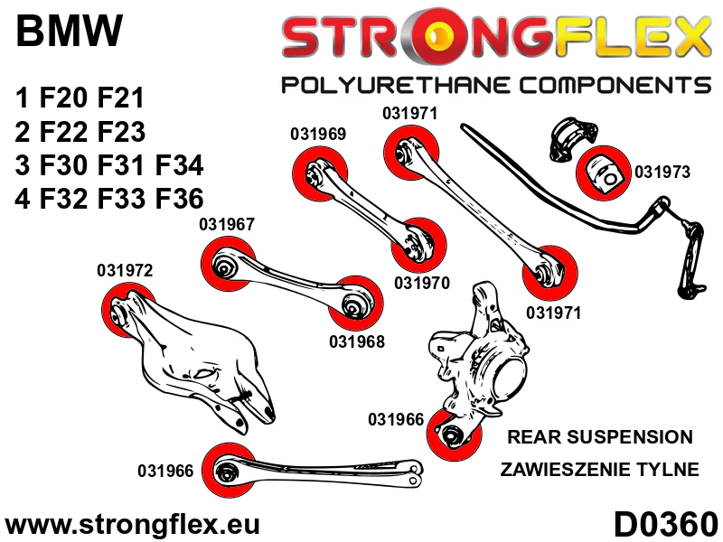 Full suspension bush kit SPORT - BMW > Serie 1 > II F20 / F21 > F20 F21 XDRIVE|BMW > Serie 2 > I F22 / F23 / F87 > F22 F23...