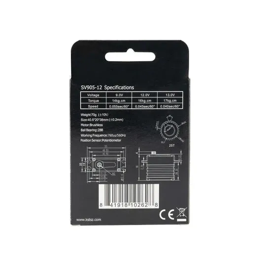 KST SV905-12 HV Brushless Metalen Gear 17Kgf.cm 0.04sec Tail Servo