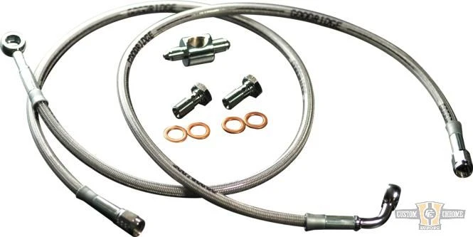 OEM Style Brake Line Kit Niet-roestend Steel Clear Coated 43,75" Harley-Davidson
