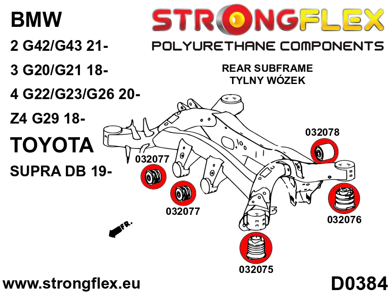 Rear subframe bush kit SPORT - Toyota > Supra > V DB|BMW > Z4 > III G29|BMW > Serie 3 > VII G20/G21/G80 > G20/G21 RWD|BMW...