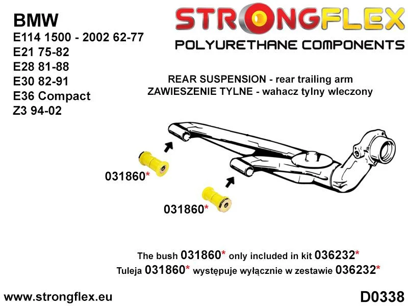 Rear trailing arm bush kit eccentric SPORT - BMW > Serie 3 > I E21|BMW > Serie 3 > II E30|BMW > Serie 3 > III E36 > E36 Co...