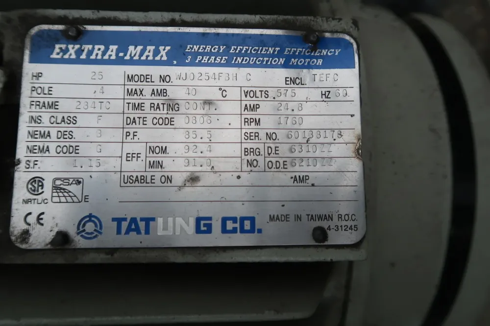 25 hp, 575 volts, 1760 rpm, 284TC Induction Motor WJ0254FBHC