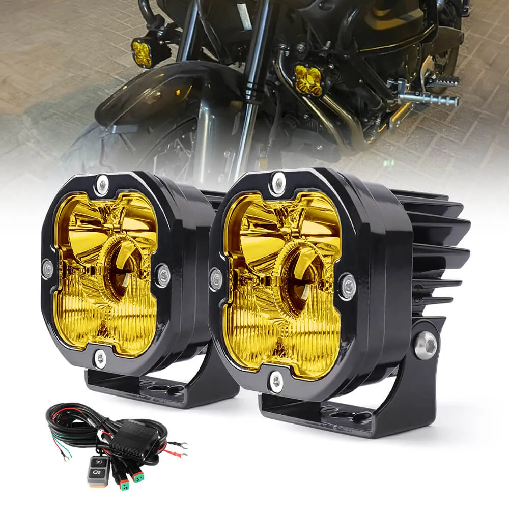 3inch LA5 Series Motorcycle Auxiliary Fog Lights-Yellow Beam(Set/2pc)