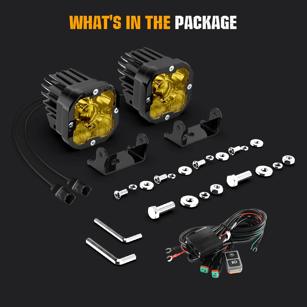 3inch LA5 Series Motorcycle Auxiliary Fog Lights-Yellow Beam(Set/2pc)
