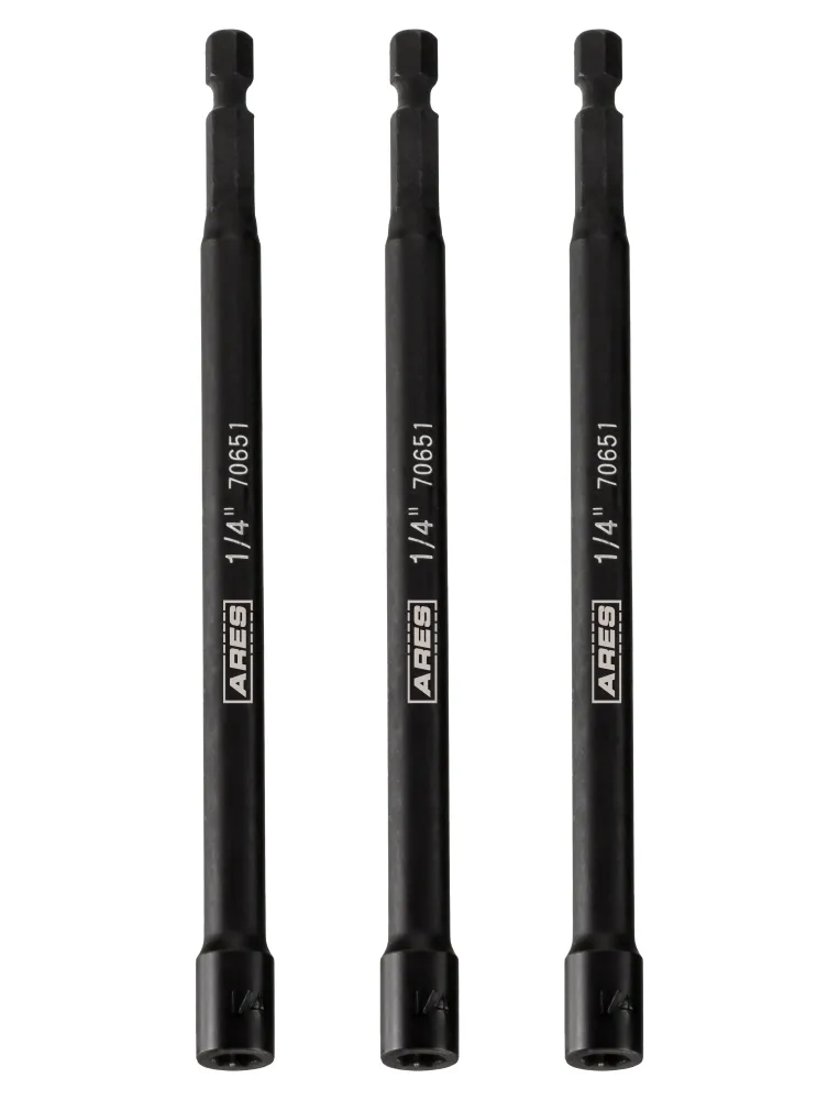 ARES 27008 - 3-Piece 1/4-Inch Magnetic Impact 6-Inch Nut Driver Bit Set