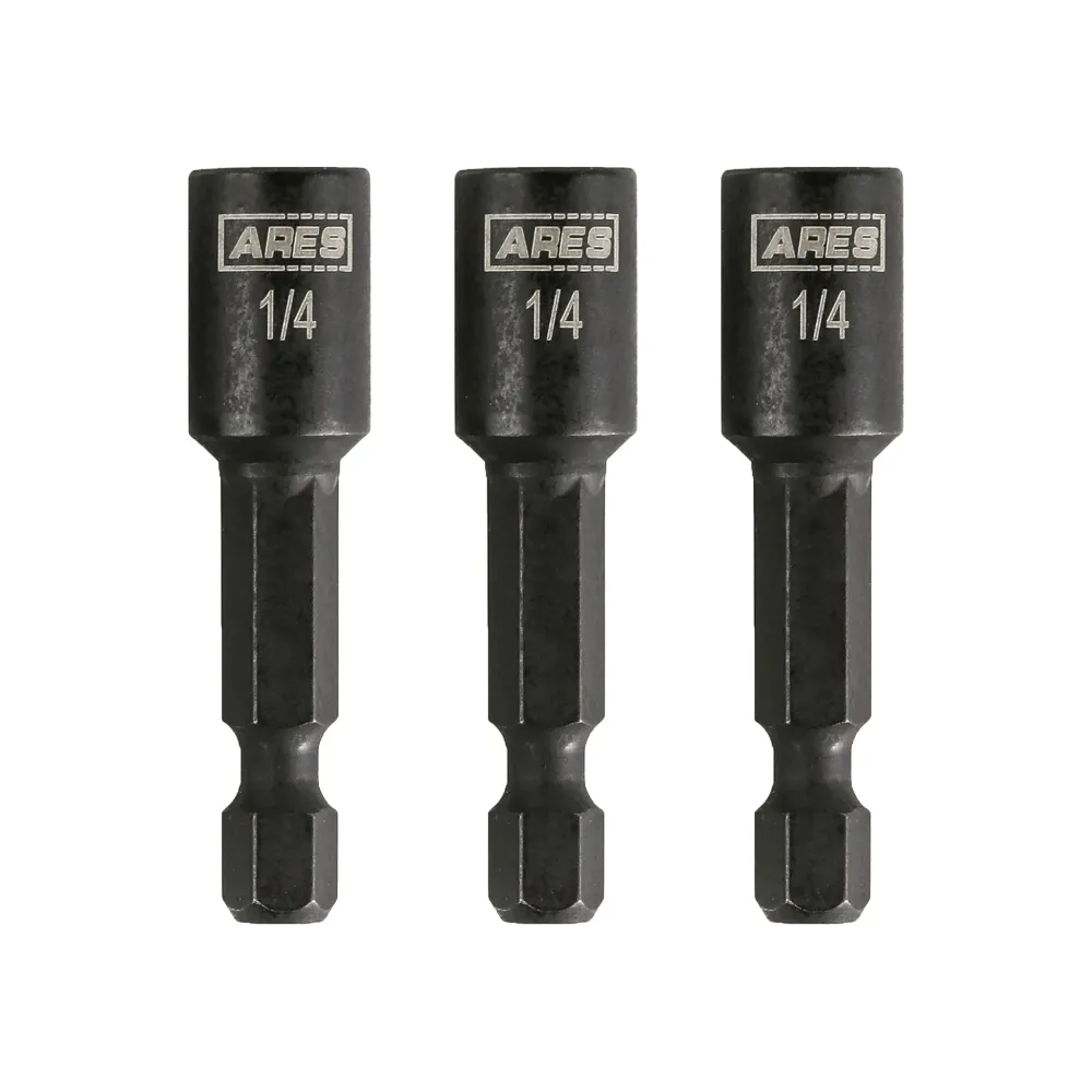 ARES 27012 - 3-Piece 1/4-Inch Magnetic Impact 1 3/4-Inch Nut Driver Bit Set