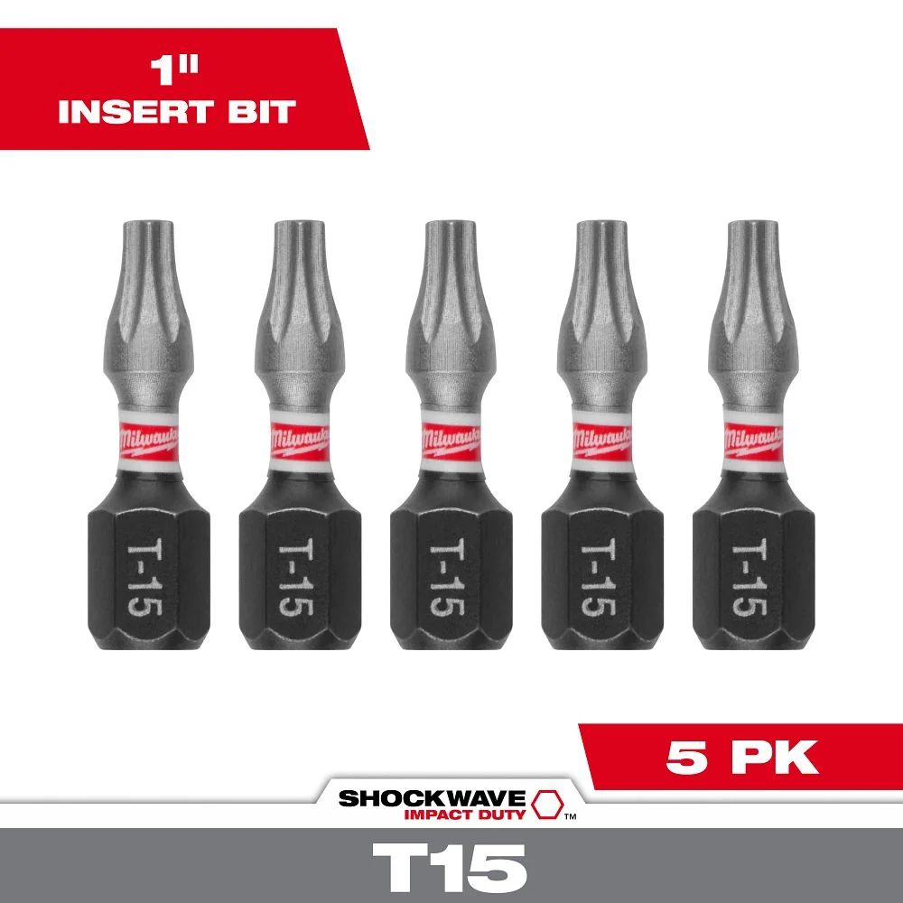 Milwaukee Tools 1" T15 Impact Driver Bit 5 Pack 48-32-4628