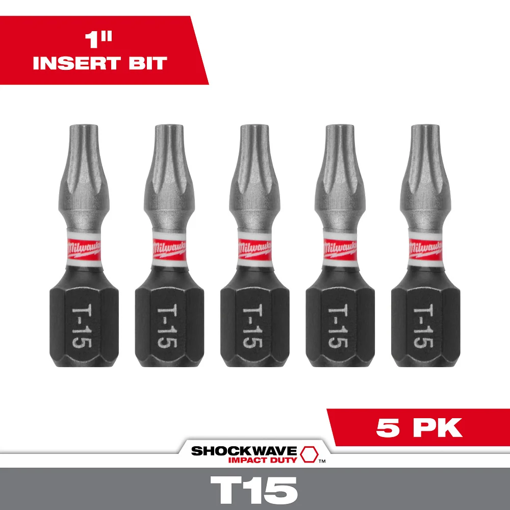 Milwaukee Tools 1" T15 Impact Driver Bit 5 Pack 48-32-4628