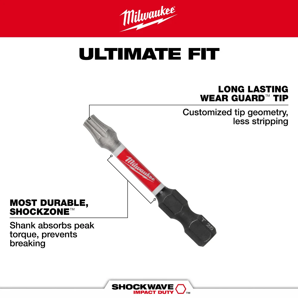 Milwaukee Tools 1" T15 Impact Driver Bit 5 Pack 48-32-4628