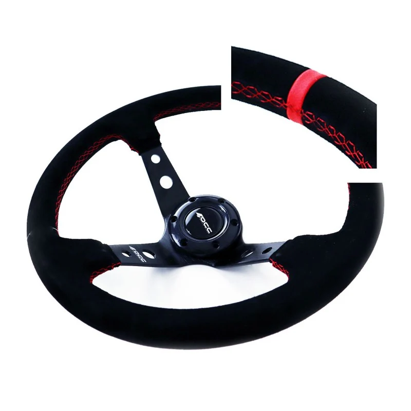 Quick Release VOLANTE DESPLAZADO MOD. TRACK DE PIEL VUELTA BRAZOS NEGROS OCC MOTORSPORT