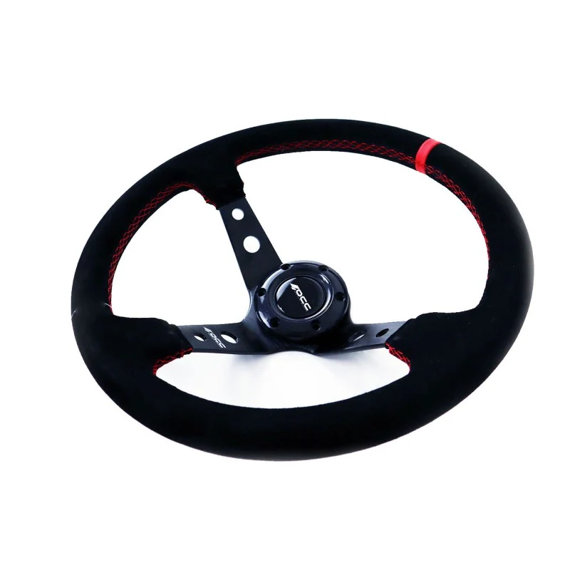 Quick Release VOLANTE DESPLAZADO MOD. TRACK DE PIEL VUELTA BRAZOS NEGROS OCC MOTORSPORT