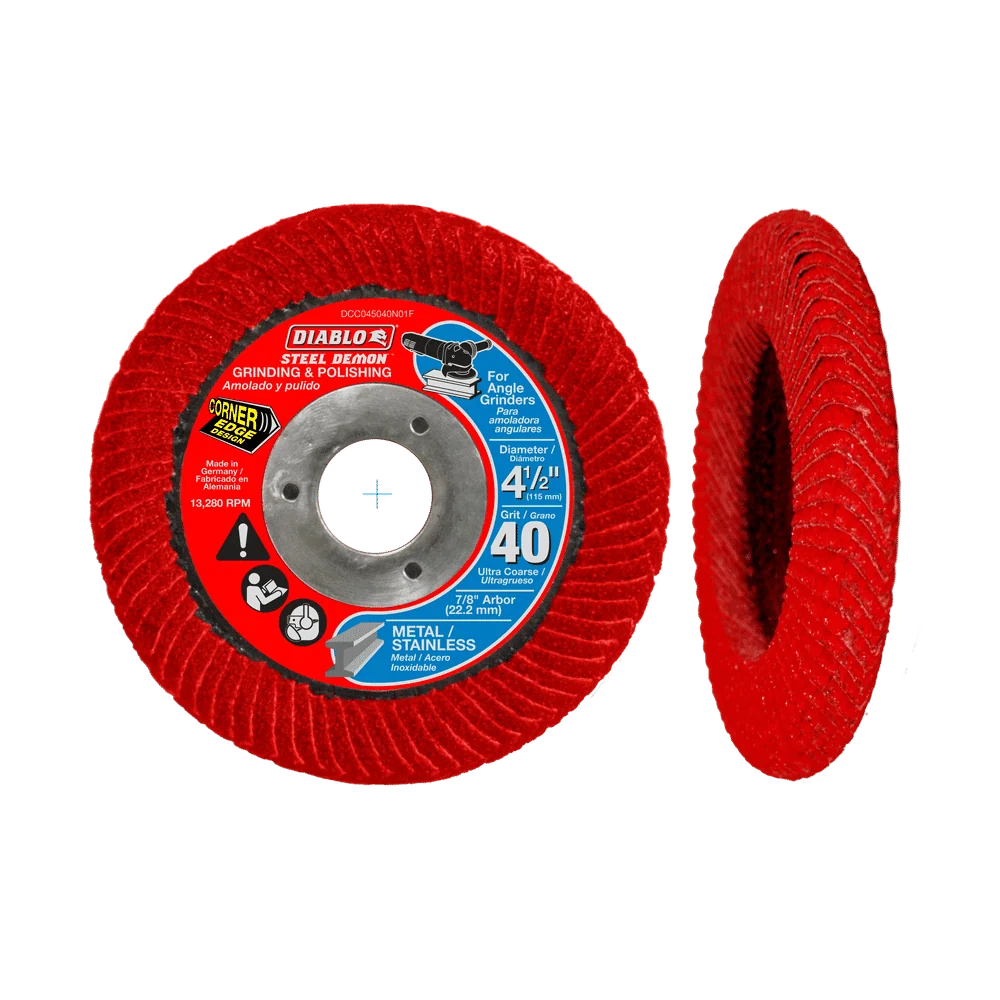 4-1/2 . Staal Demon Corner-Edge Flap Disc 40 Grit