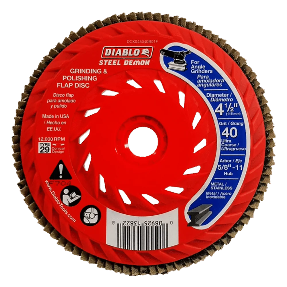 4-1/2 . Staalsoort Demon Flap Disc 40 Grit - Speed Hub