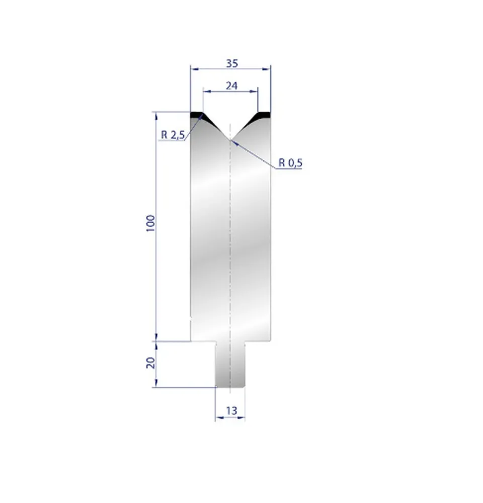 Part No. 3129 @ 550mm 86 Degree Enkel V Die (Segmented)