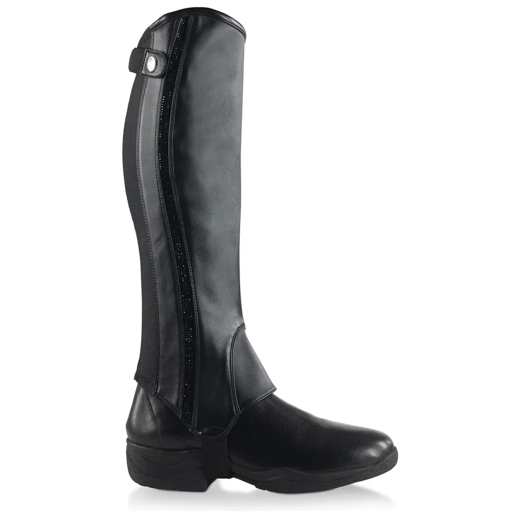 Sabrina Women's PU Echt leer Glitter Half Chaps Black S