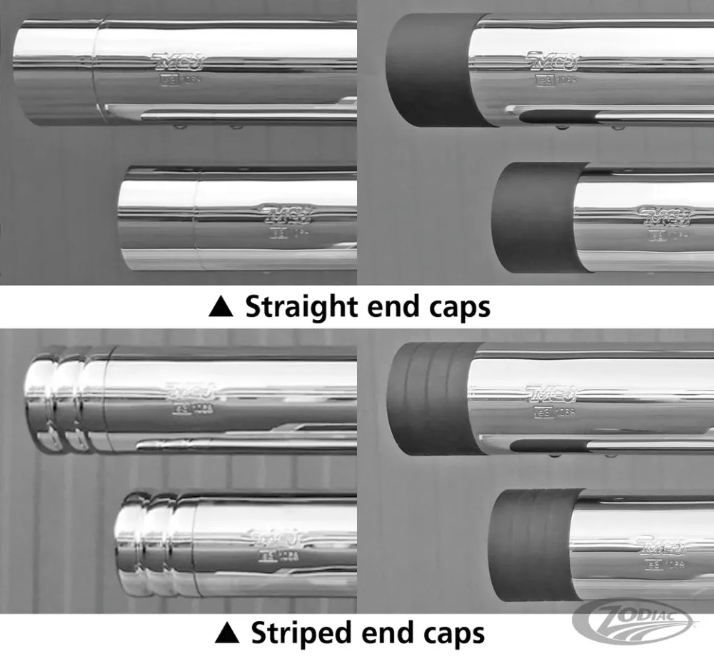 Straight ENDCAPS 100mm MUFFLER Chr Harley-Davidson