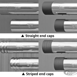 Striped ENDCAPS 100mm MUFFLER blk Harley-Davidson