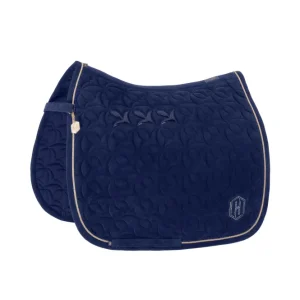 Heritage AW24 Velour Emblem Dressage Saddle Pad True Zeeblauw P