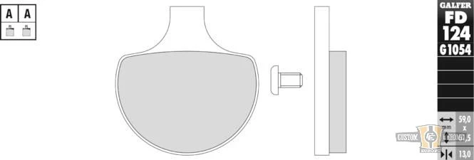 Semi Van metaal G1054 Brake Pad Harley-Davidson