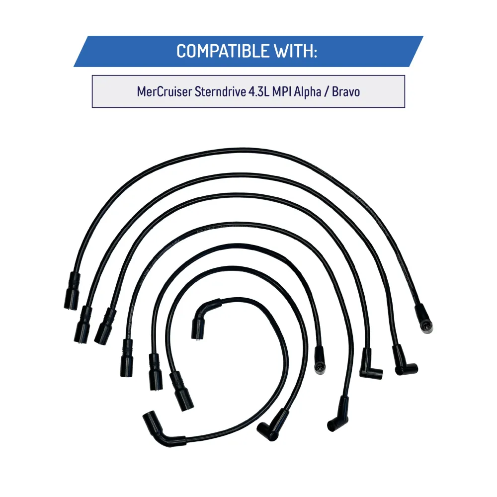 Spark Plug Wire Set MerCruiser 4.3L Alpha/Bravo V6 - 84-863656A2, 18-8829-1