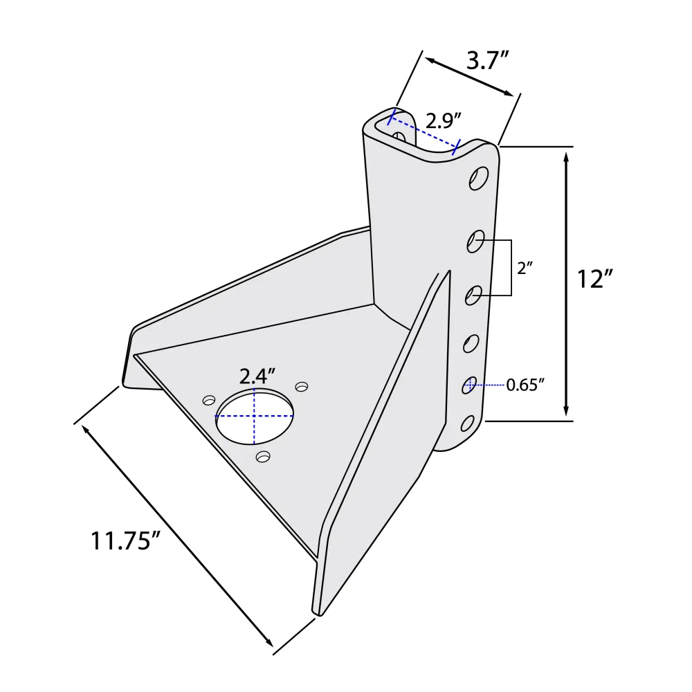 Adjustable Vertical Channel Weld On Tongue Adapter -Frame Trailers - up to 20,000 lbs, Fully Welded