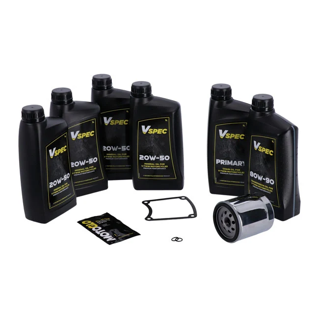 Smeer Kit Cambio Aceite 'Big Oil'. Mineral. Filtro Cromado Para Harley Davidson 99-06 FLT/Touring
