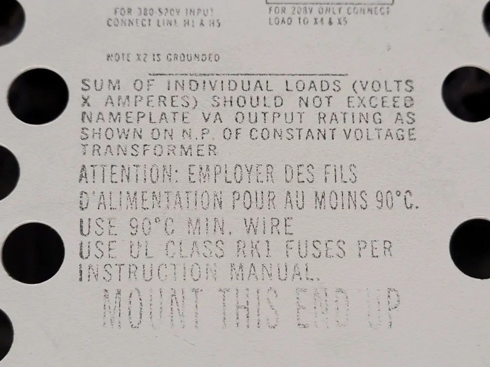 1 kVA Transformer 380 Pri. Volts, 120/240 Sec. Volts 63-23-210-C8