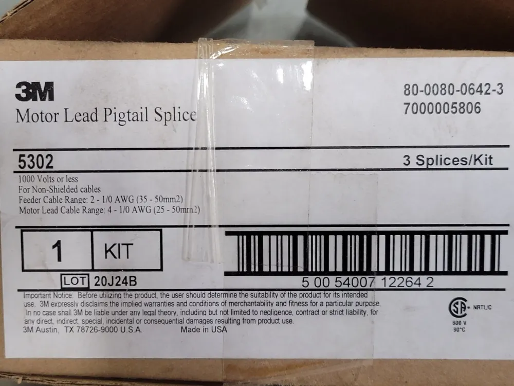 Trickle Charge Motor Lead Pigtail Splice Kit 5302, 1kV or less (Box 3)