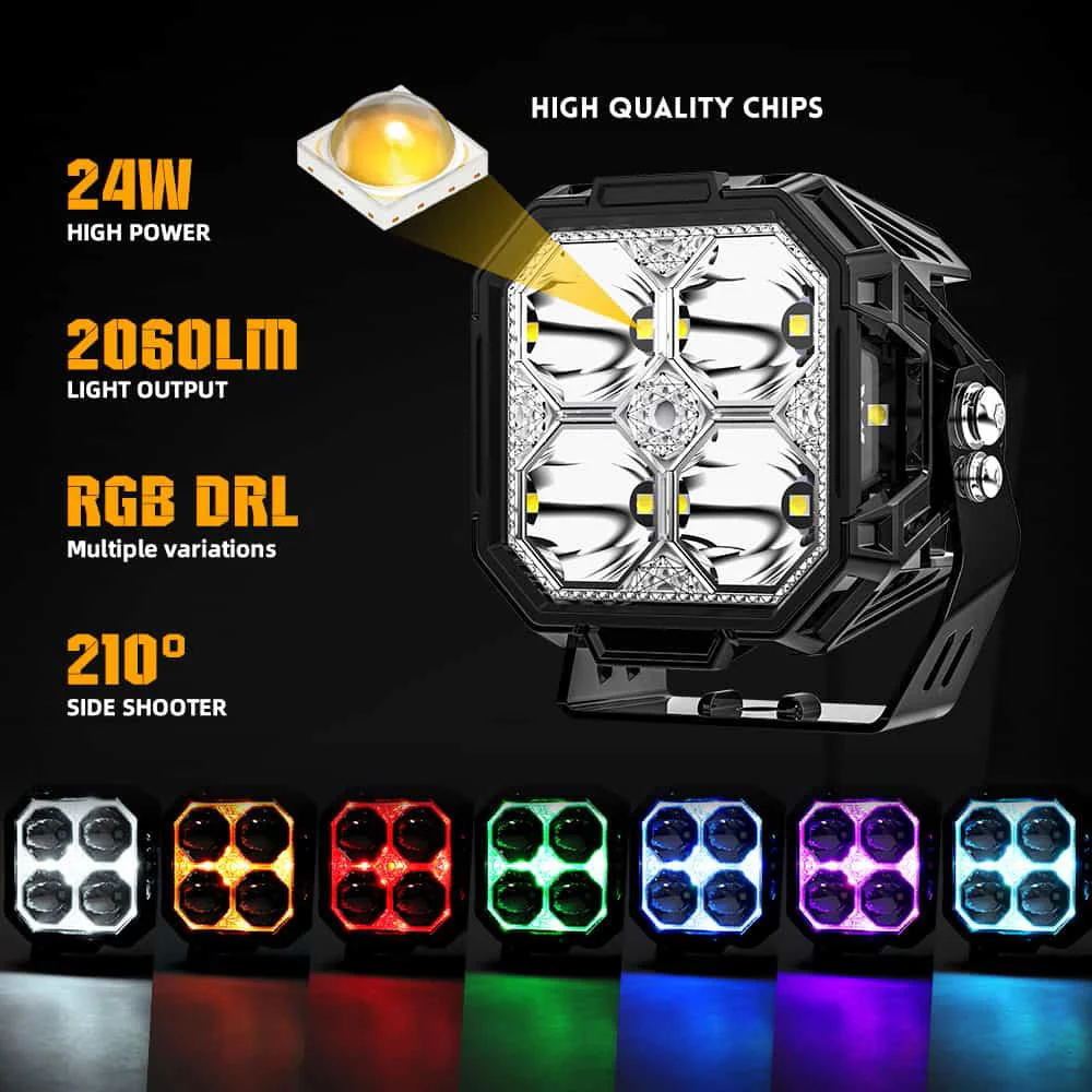 COLIGHT 3inch Diamond Series Side Shooter Ditch Lights RGB Backlight(Set/2pcs)