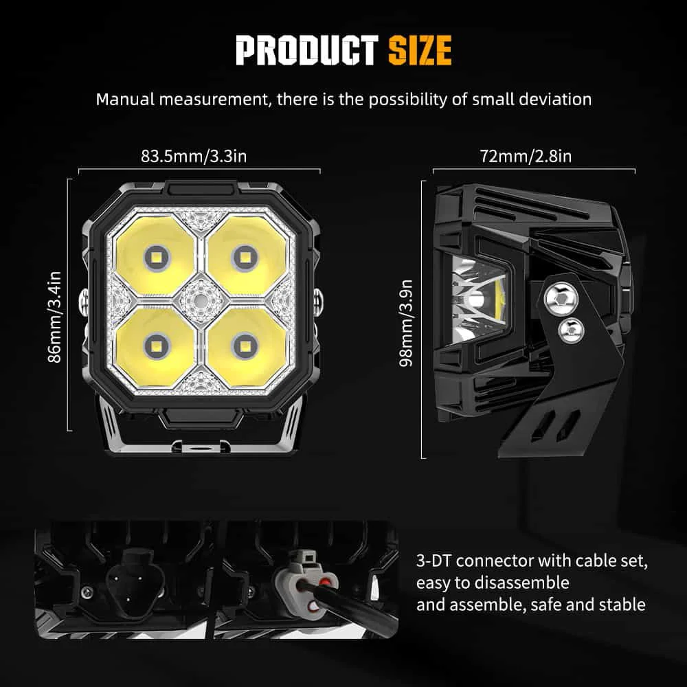 COLIGHT 3inch Diamond Series Side Shooter Ditch Lights RGB Backlight(Set/2pcs)