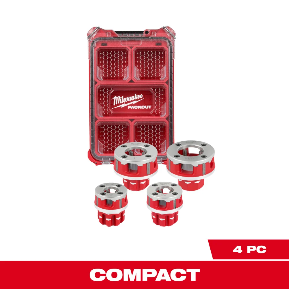 MILWAUKEE Compact 1/2"-1-1/4" ALLOY NPT Lichtgewicht Pipe Threading Forged Aluminum Die Head Kit