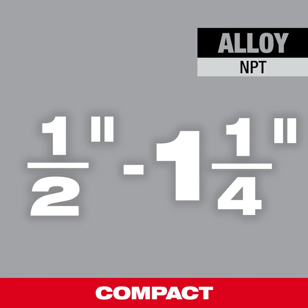MILWAUKEE Compact 1/2"-1-1/4" ALLOY NPT Lichtgewicht Pipe Threading Forged Aluminum Die Head Kit