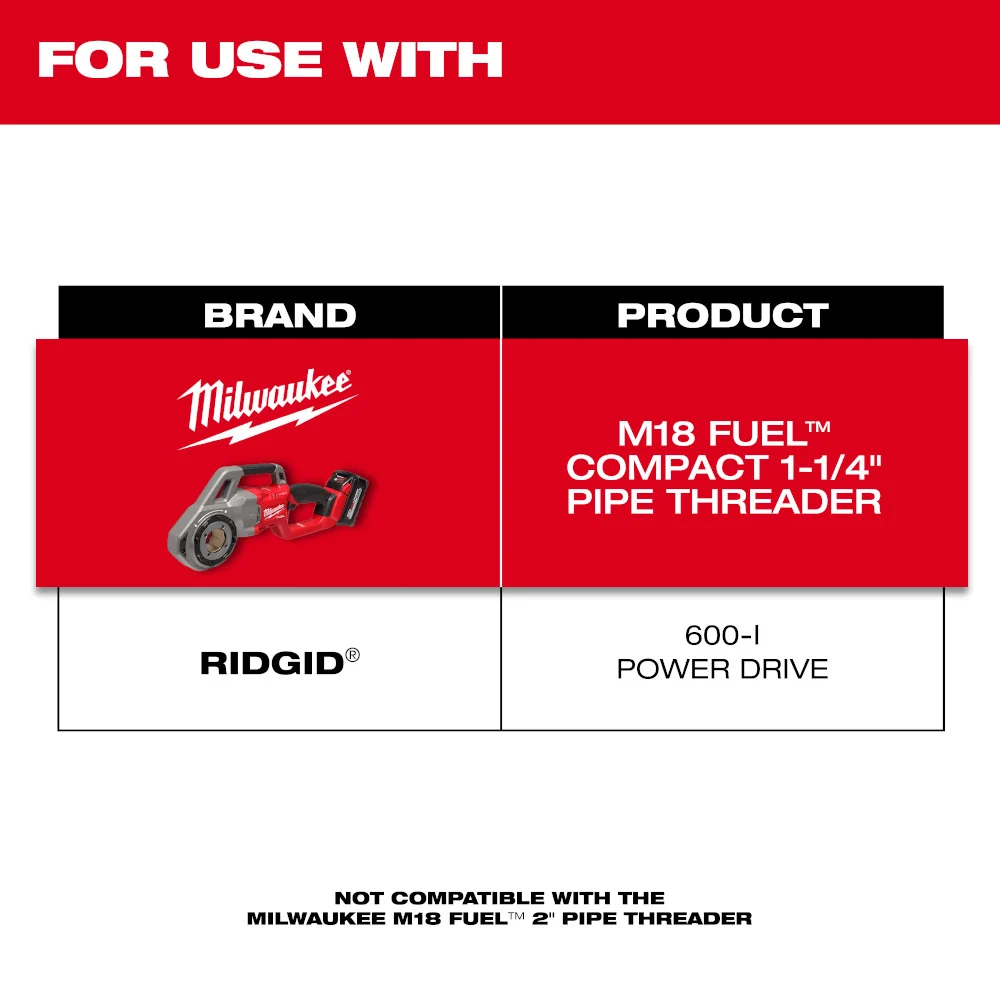 MILWAUKEE Compact 1/2"-1-1/4" ALLOY NPT Lichtgewicht Pipe Threading Forged Aluminum Die Head Kit