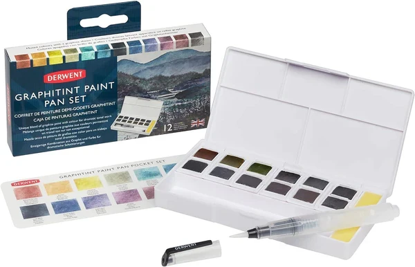 Derwent - Graphitint Paint Pan Set met Spraykop