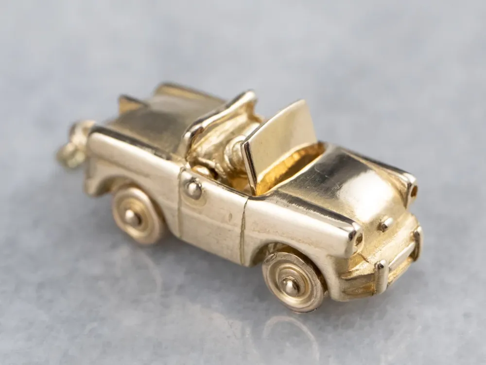 Gold Convertible Car Charm