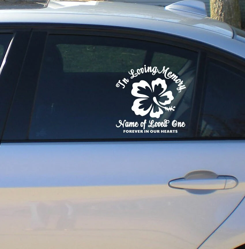Klimaatbestendig Flower Loving Memory Car Decal
