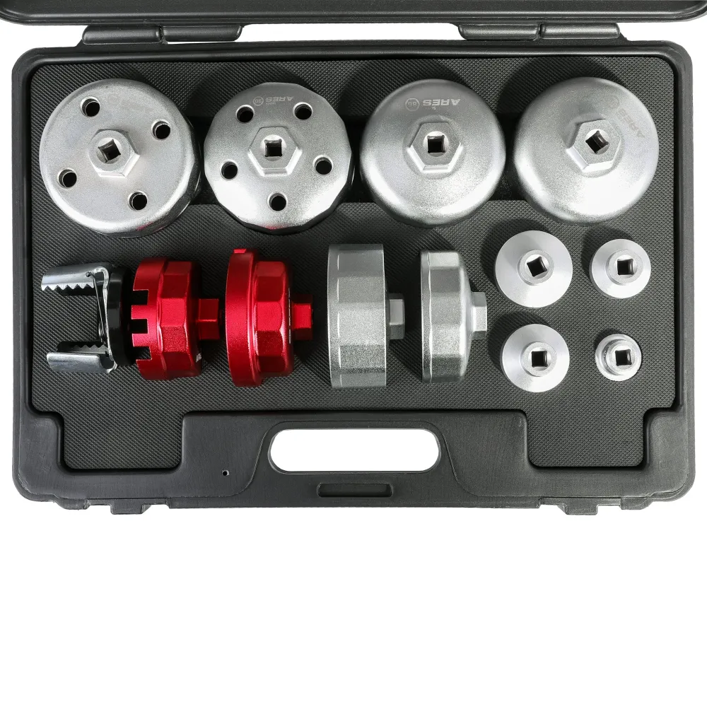 ARES 56016 - 13-Piece Oil Filter Wrench Set Rood
