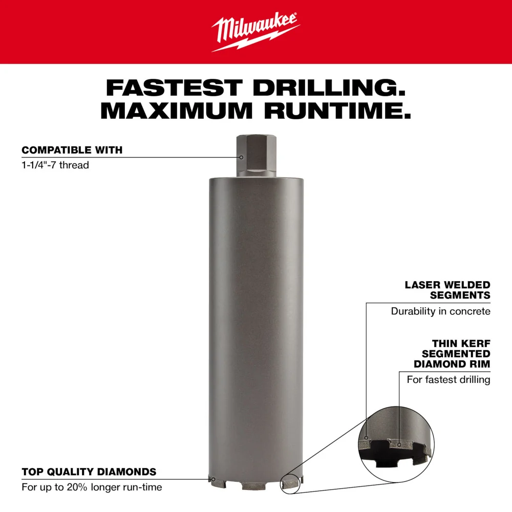 Milwaukee Tools 1-1/4" Diamond UltraDry Core Bit 48-17-0112