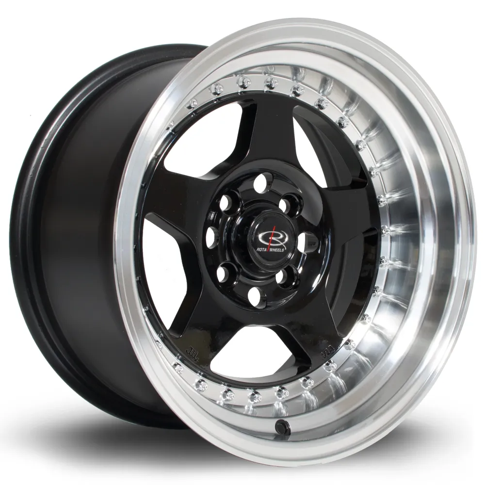 Rota Kyusha 15x8" 4x114.3 ET0, Gloss Black, Glanzend Lip