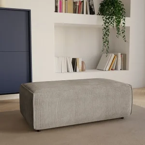 Rechthoekige poef trendy, taupe ribfluweel AMELIA met 2 Jaar Garantie