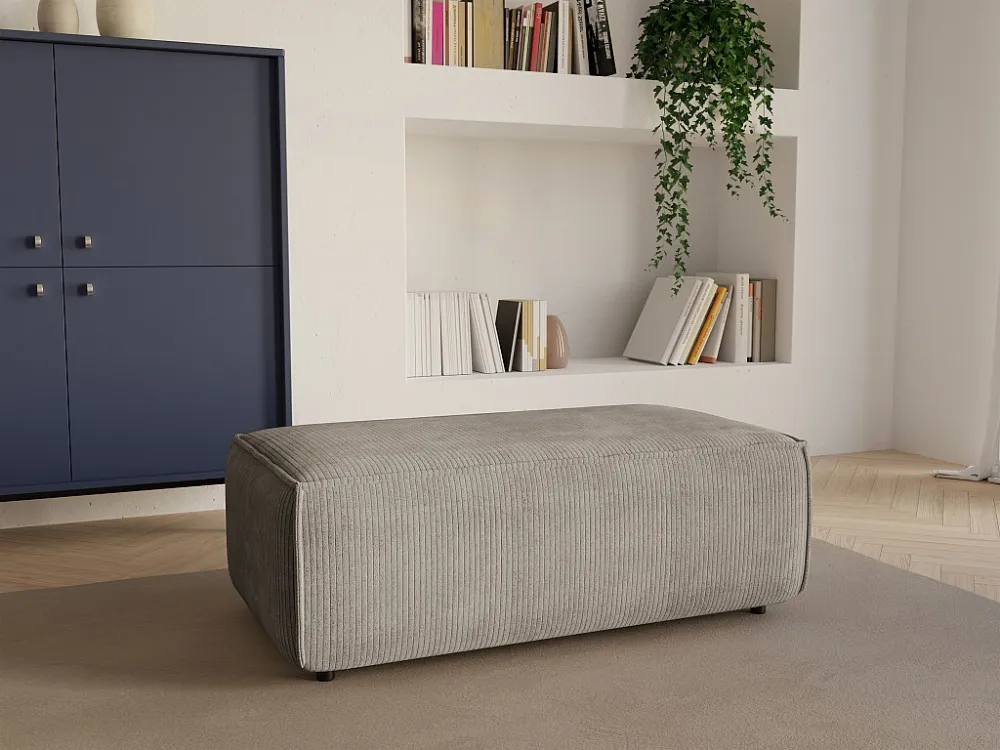 Rechthoekige poef trendy, taupe ribfluweel AMELIA met 2 Jaar Garantie