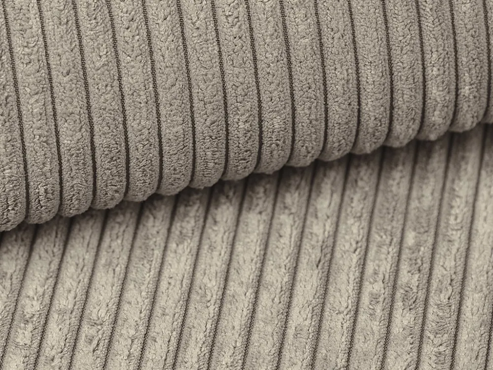 Rechthoekige poef trendy, taupe ribfluweel AMELIA met 2 Jaar Garantie
