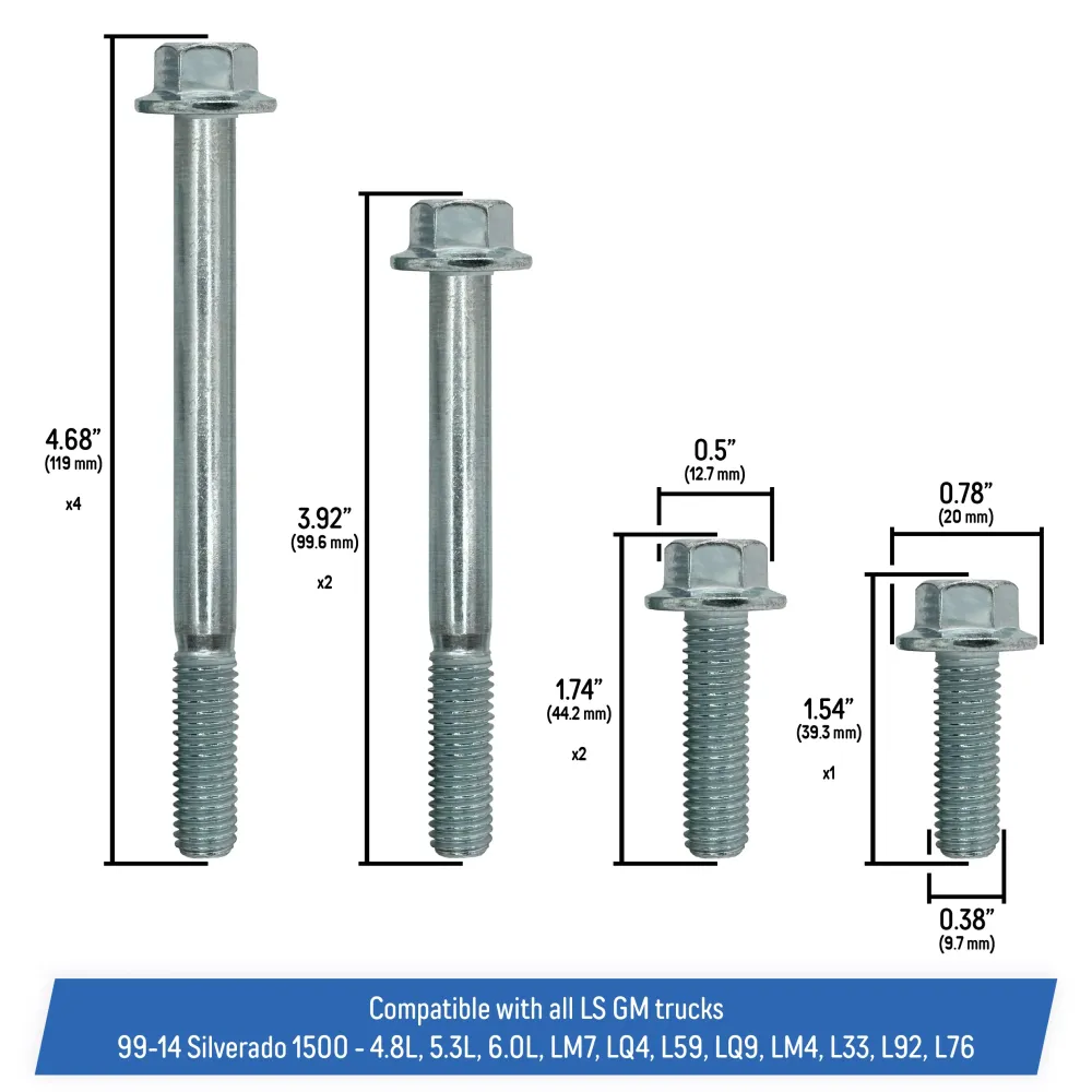 Alternator and Power Steering Bracket Bolt Kit All Chevy GM, LS Engines 1999-2014 Silverado