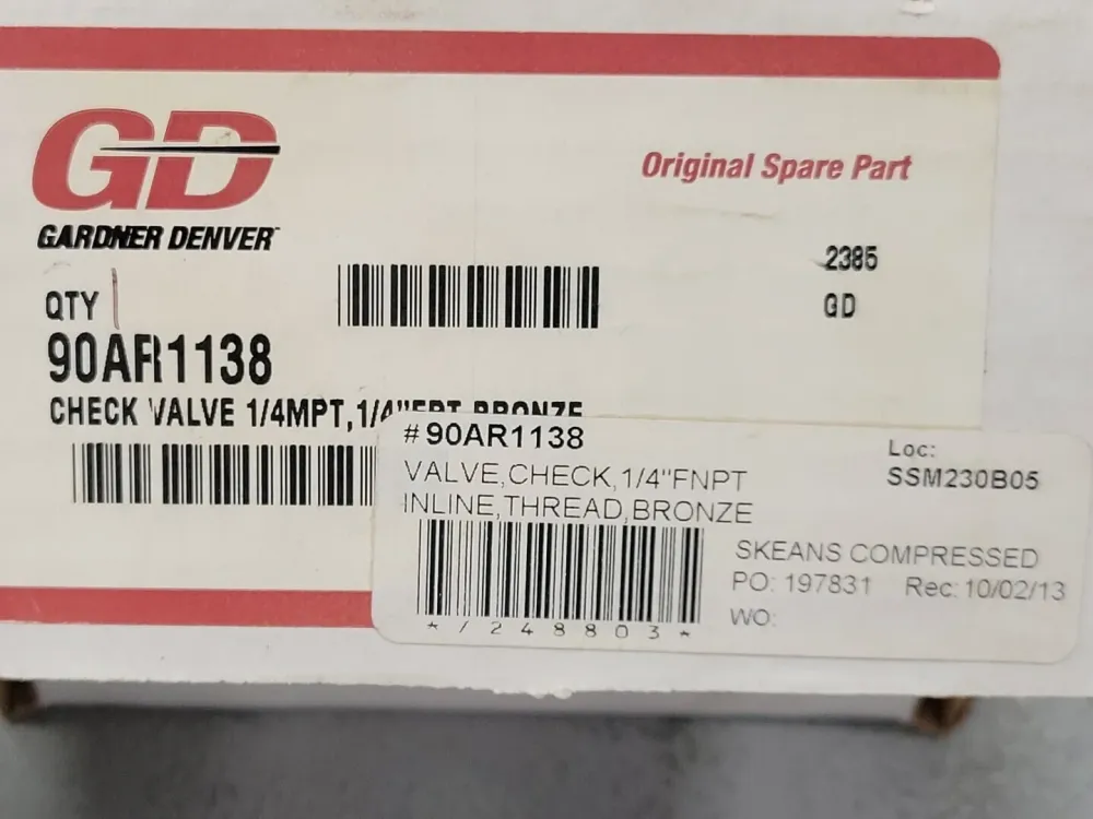 1/4" FNPT Threaded Brons Check Valve 90AR1138