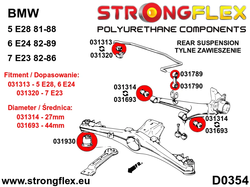 Full suspension polyurethane bush kit - BMW > Serie 5 > II E28|BMW > Serie 6 > I E24 > E24