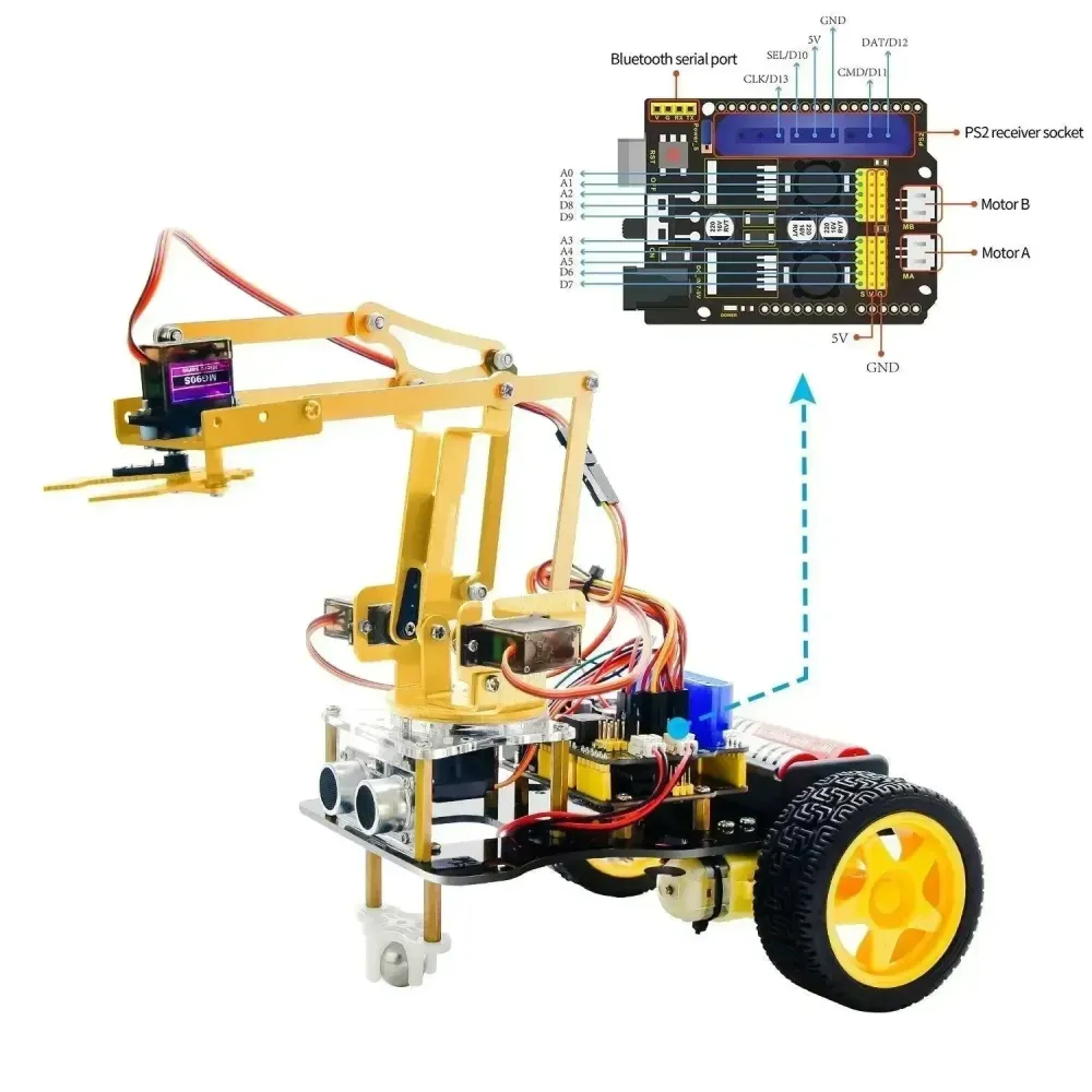 KeyeStudio 4DOF Mechanical Arm Robot Car Learning Starter Kit