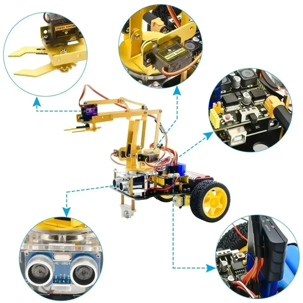 KeyeStudio 4DOF Mechanical Arm Robot Car Learning Starter Kit