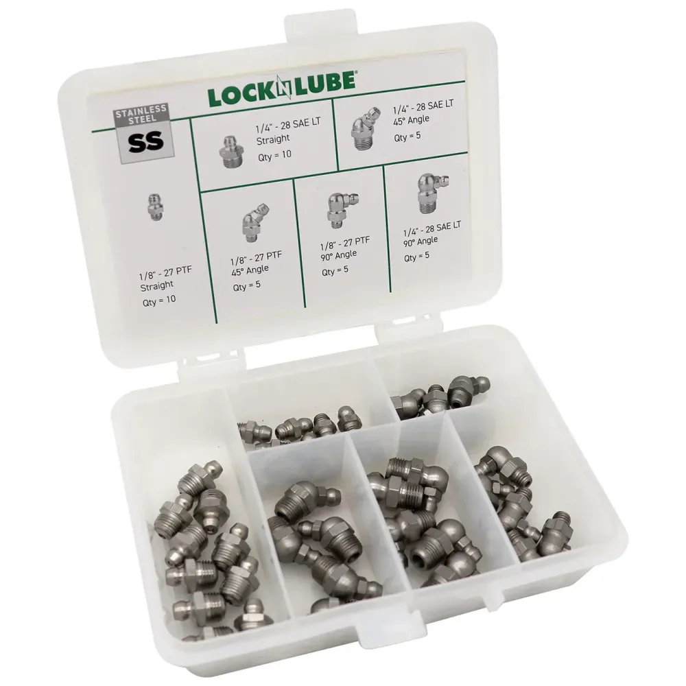 LOCKNLUBE Stainless Staal Grease Fittings Set - SAE