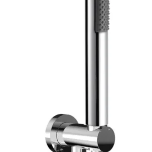 Round shower kit minimal cylindrical shower head chrome-plated messing, hose and water inlet